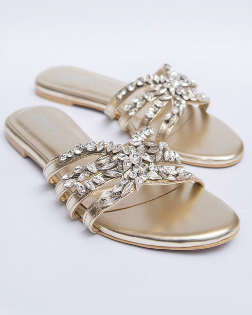 EZZA Formal Flats with Studded Brooch